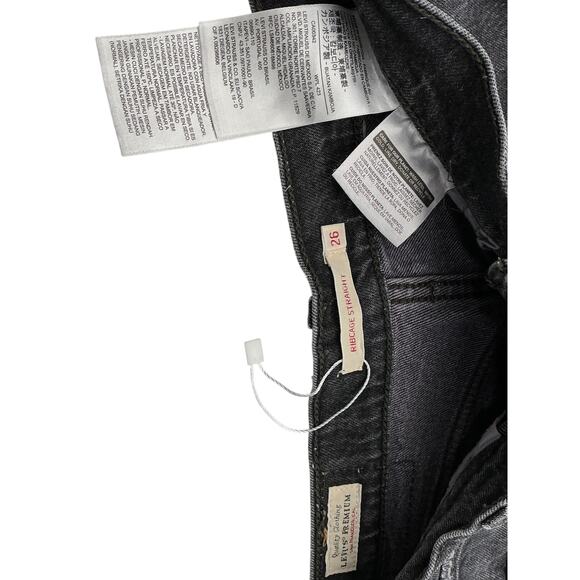Levi's Premium Black Ribcage Straight Ankle Denim Jeans Size 26 - Picture 3 of 3